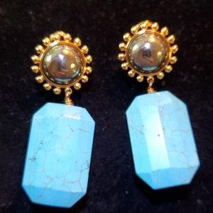 Nest 22K Yellow Gold Plated & Turquoise Earrings